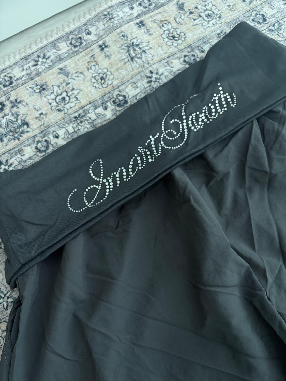 버클 조절 나일론 큐빅 디테일 와이드핏 팬츠 상품이미지5