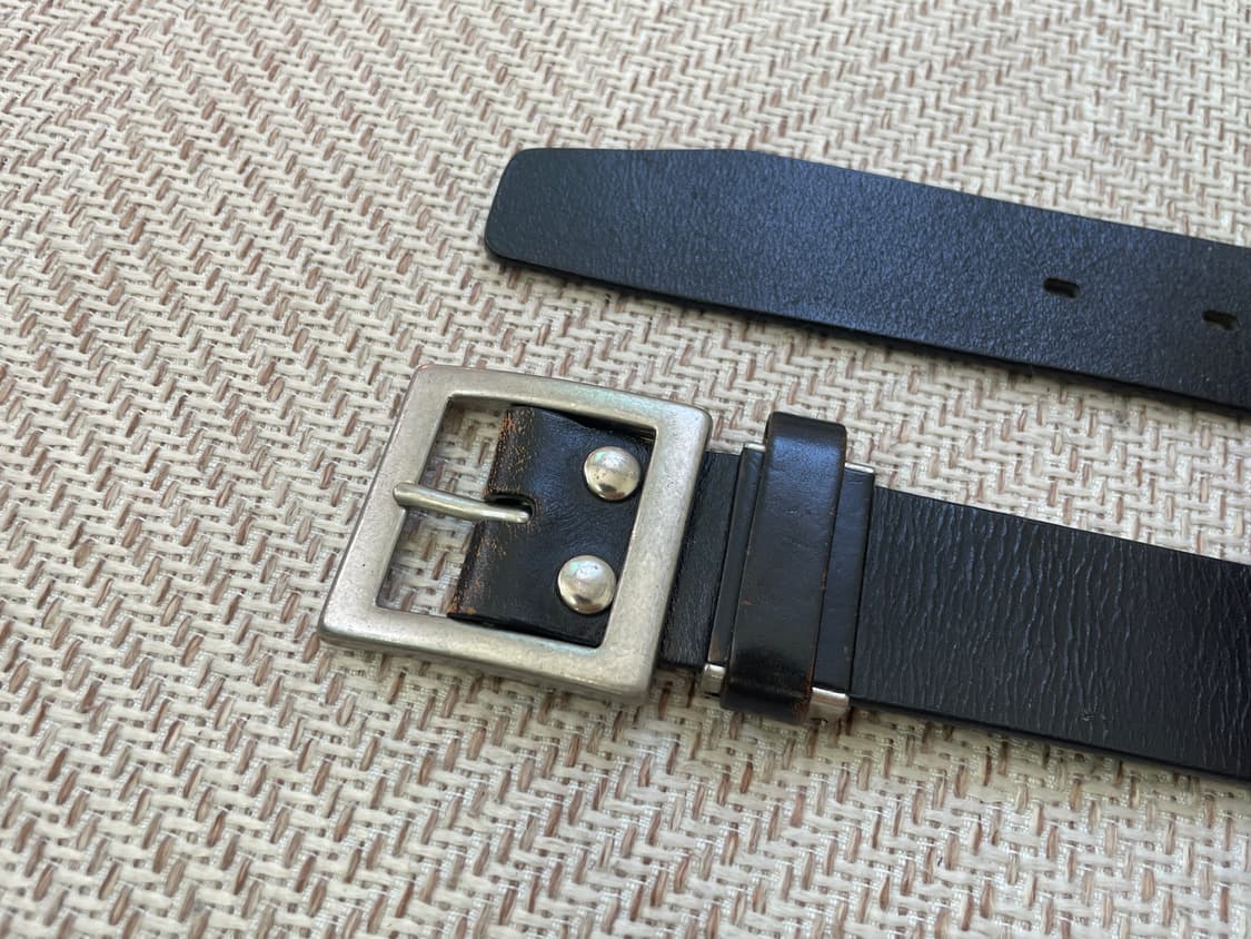 빈티지 genuine leather italy 실버버클 레더 벨트  상품이미지5