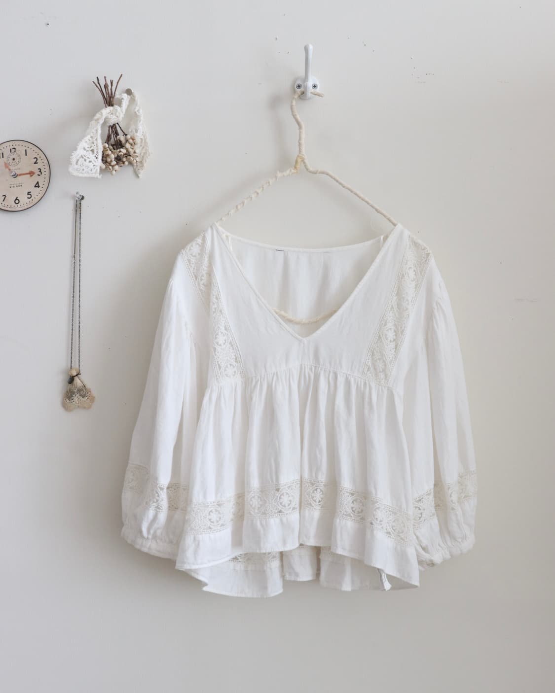 Vintage Lace Puff Cotton Blouse 상품이미지8