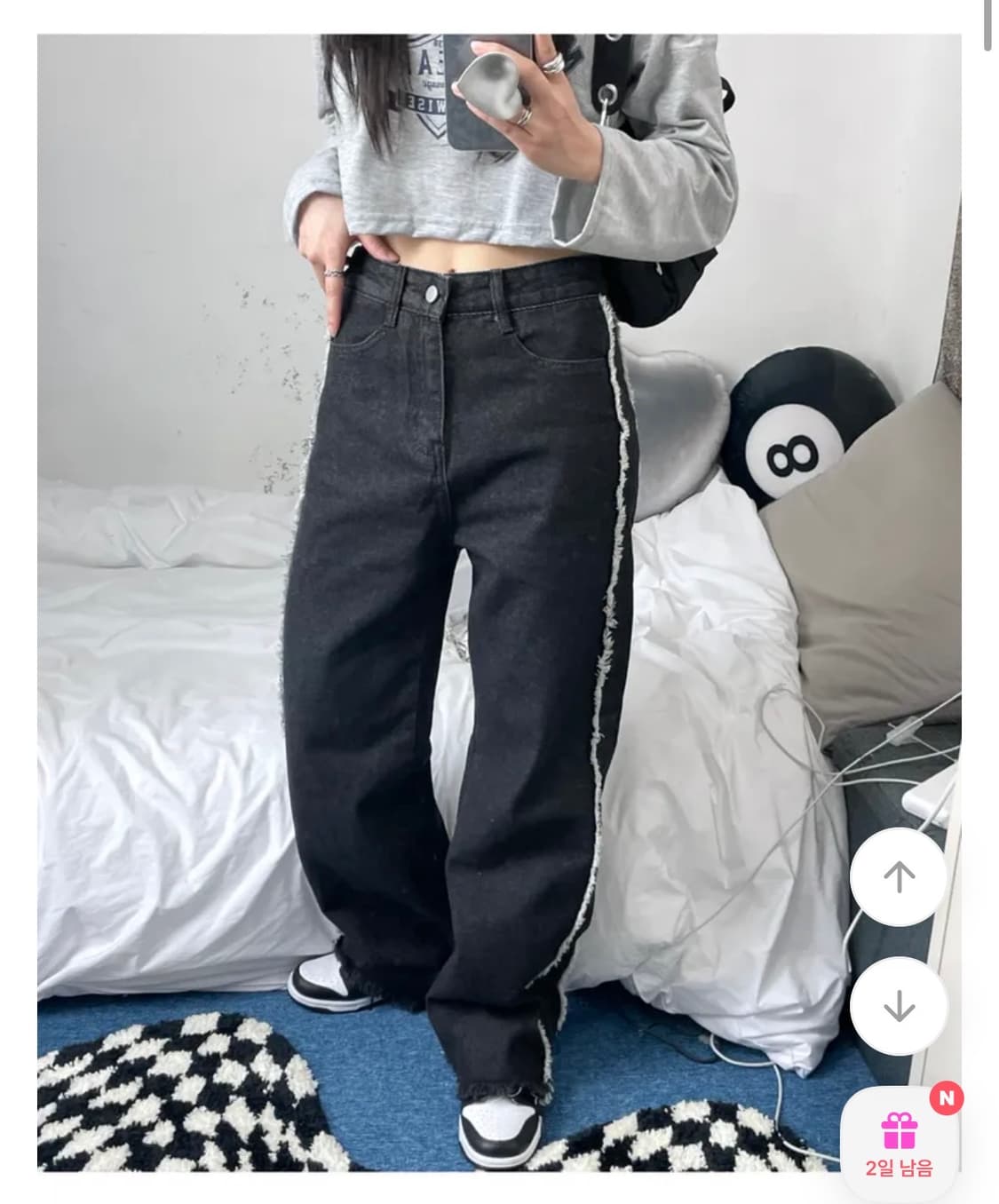 tassel line zipper slit black pants 상품이미지2
