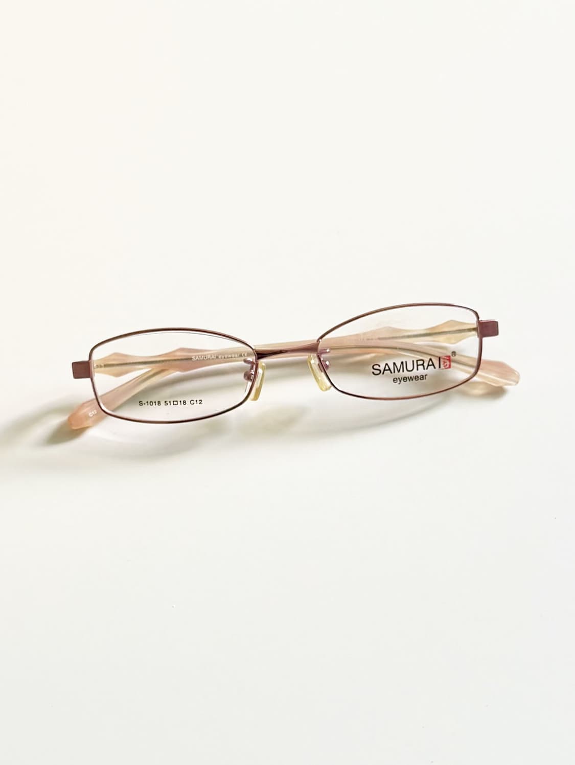 SAMURAI EYEWEAR 핑크 슬림 스퀘어 메탈 빈티지 안경 상품이미지1