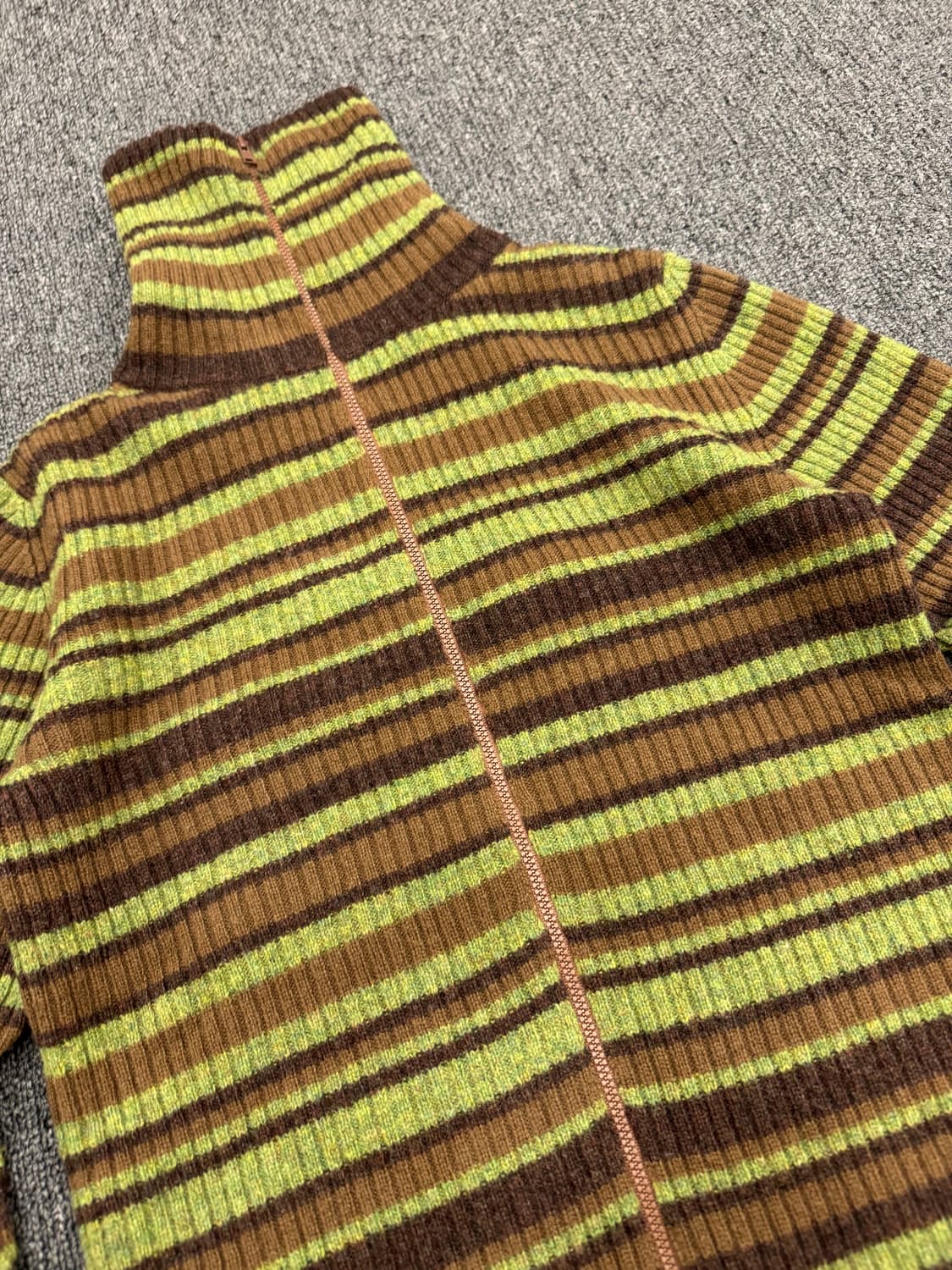 M)JUNKO SHIMADA 빈티지 여성 스트라이프 목폴라 니트집업 상품이미지6