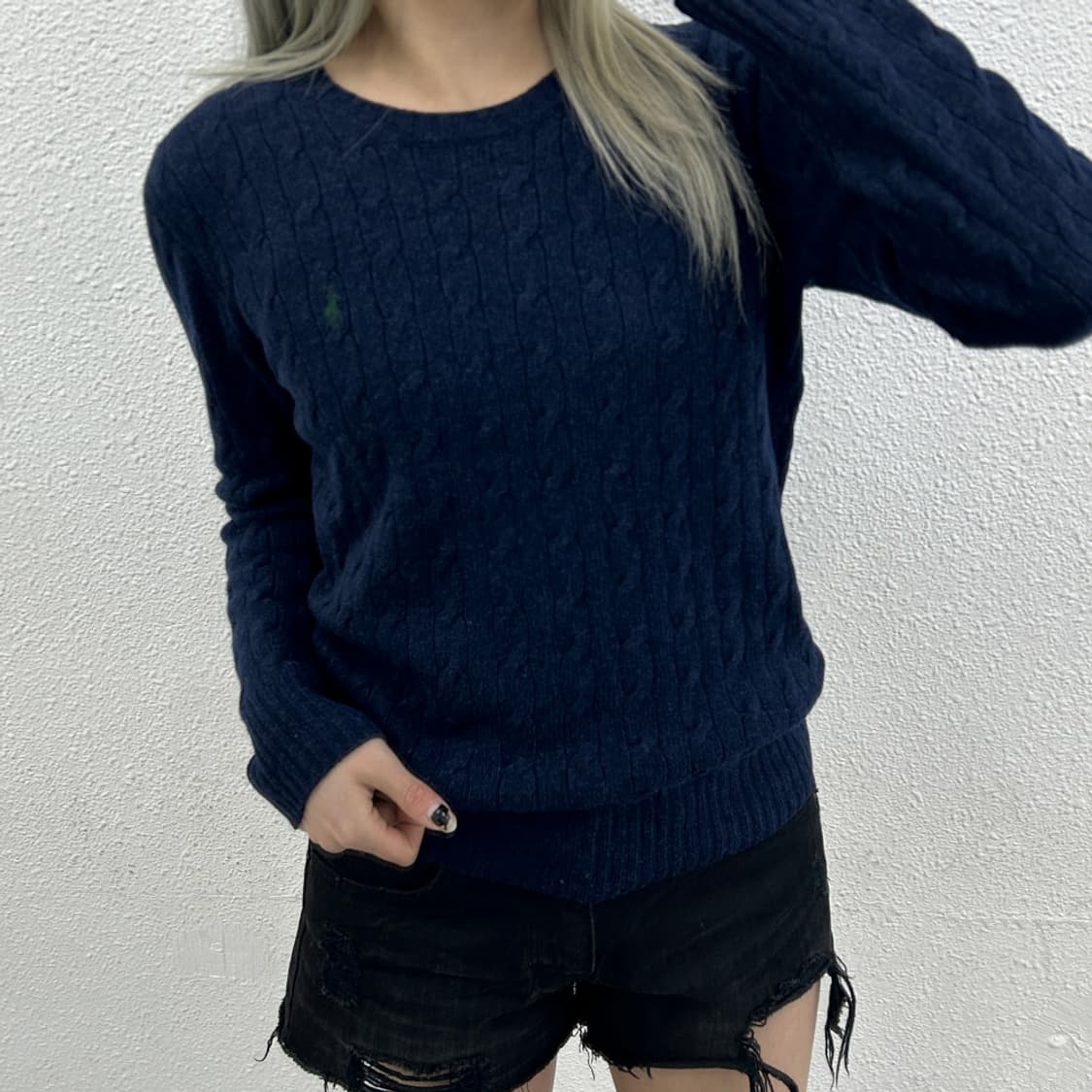 폴로 랄프로렌 딥그린포니 네이비 꽈배기 니트 L 상품이미지1