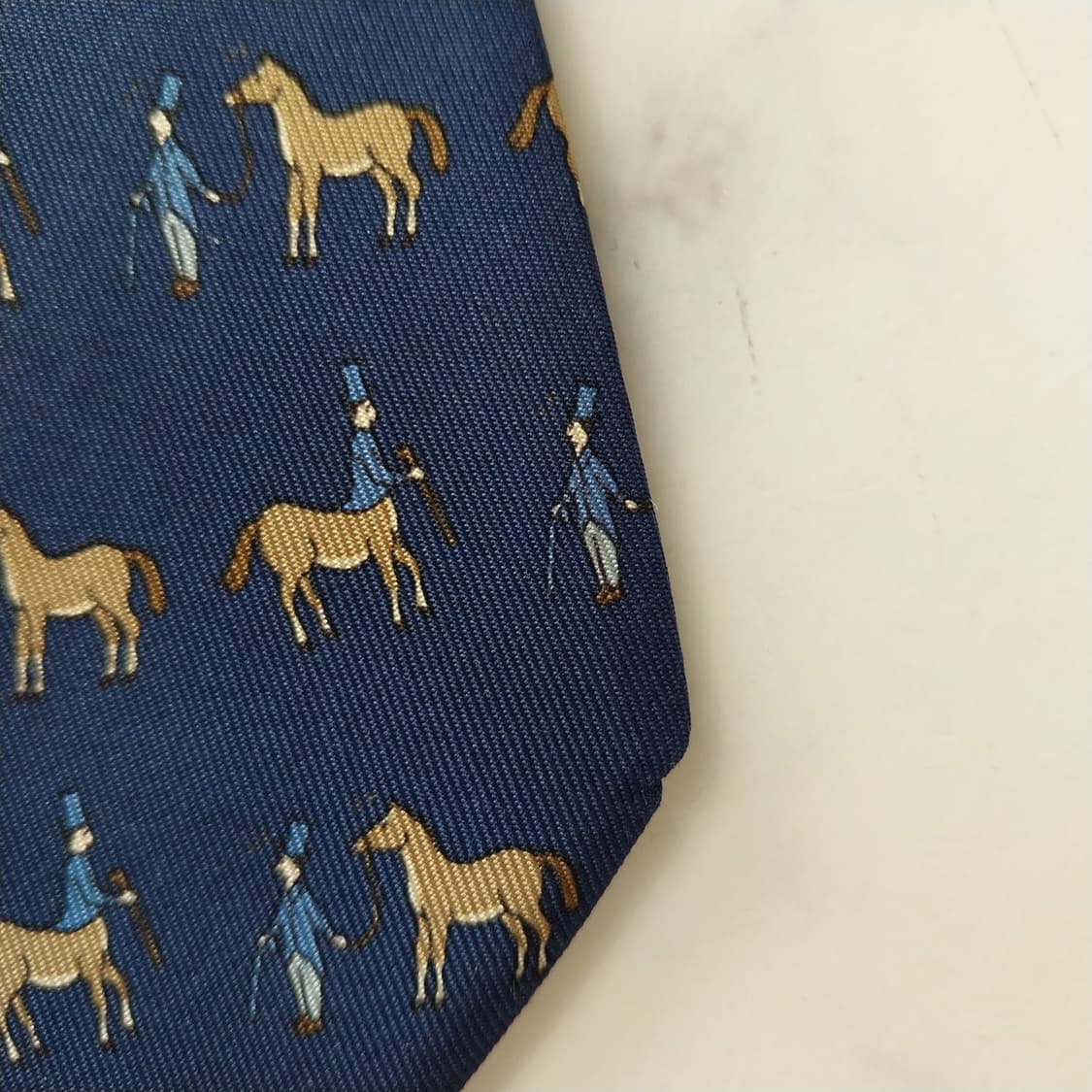 에르메스 실크 네이비 승마 모티브 넥타이 9.5cm A등급 K2143 상품이미지5