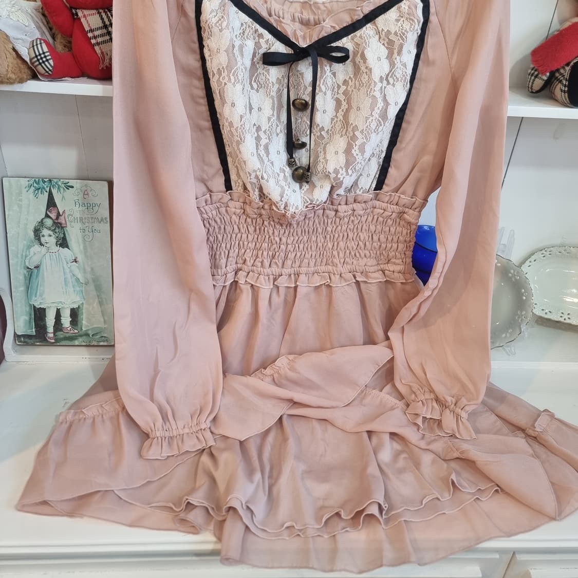 로맨틱 레이스 셔링 원피스 상품이미지2