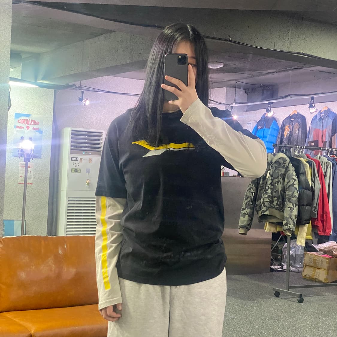 나이키 스우시 배색 레이어드 롱슬리브 티셔츠 B3857 상품이미지1