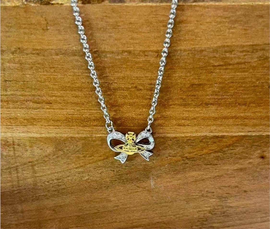 비비안웨스트우드 아카이브 골드실버 orb 리본 팬던트 목걸이 상품이미지1