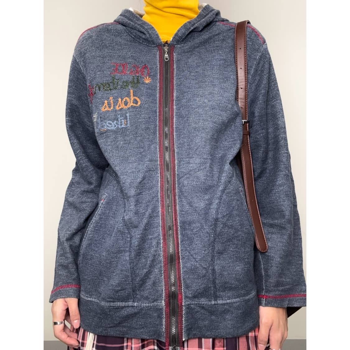 빈티지 네이비 후드집업 상품이미지1