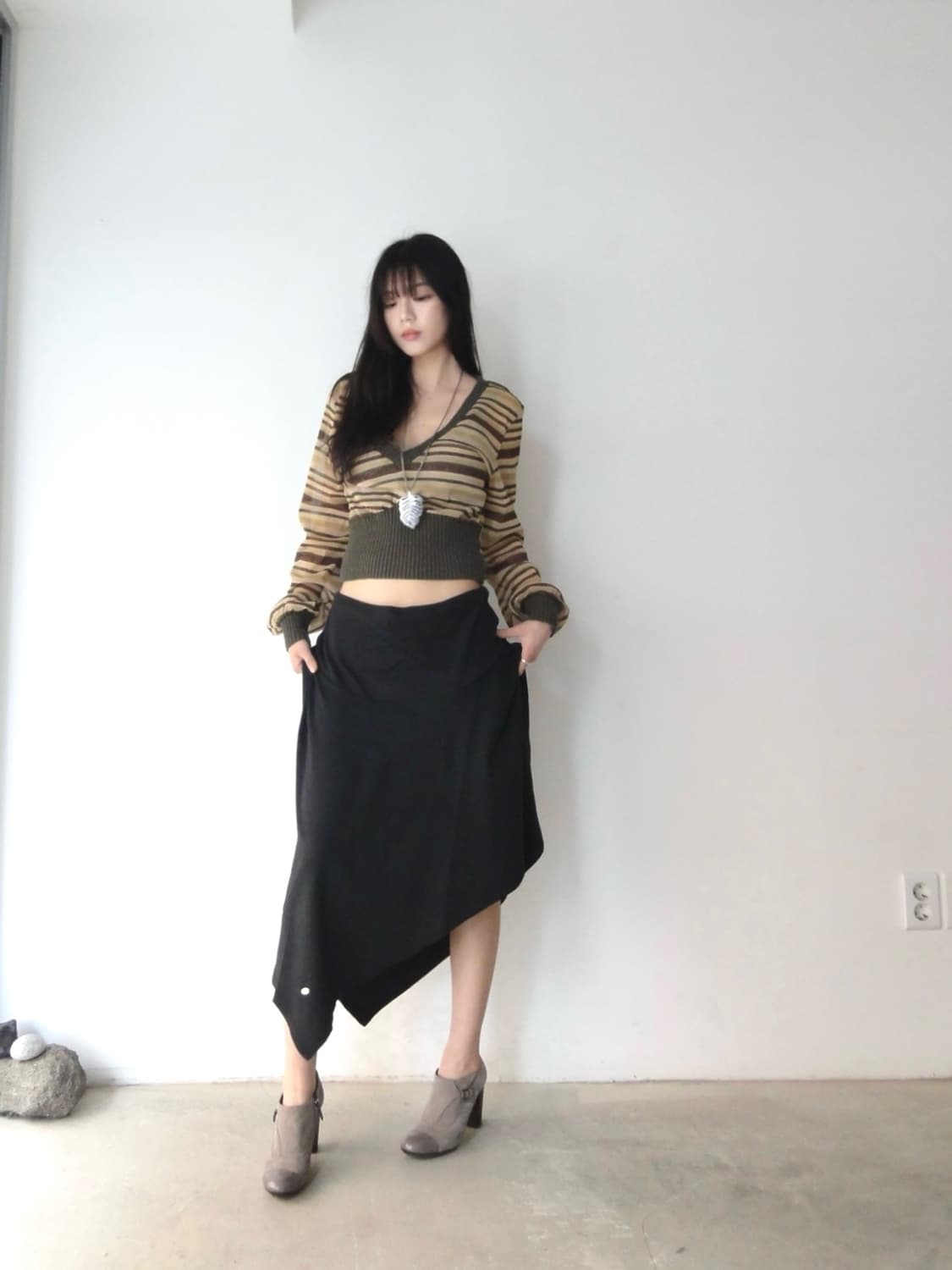 GUESS JEANS stripe glitter sheer knit 상품이미지5