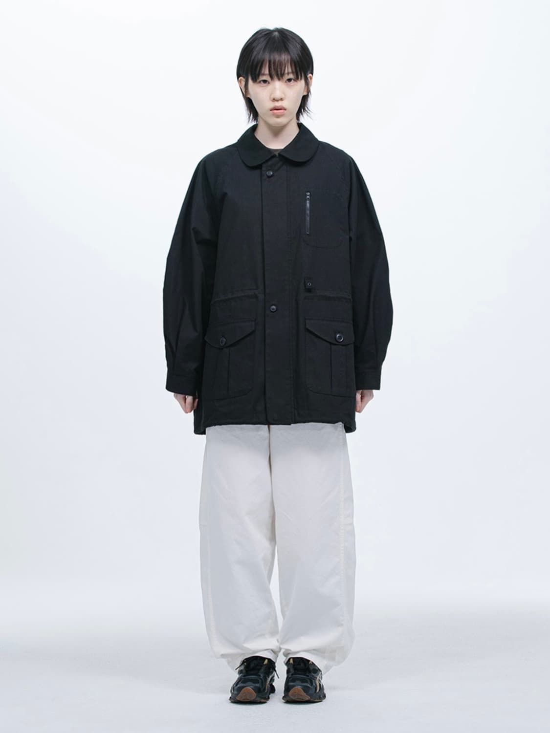 오헤시오 트렌치 점퍼 블랙 TRENCH COLLAR JUMPER 상품이미지1