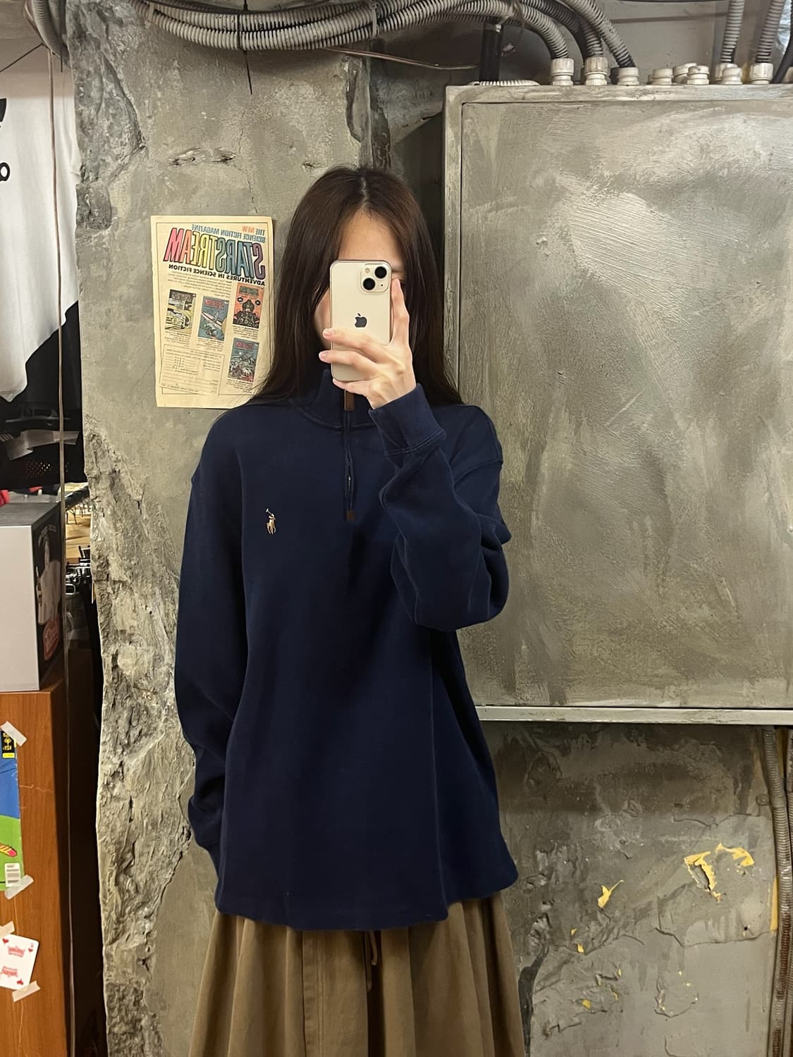 폴로 랄프로렌 반집업 긴팔티 네이비 L #csz765 상품이미지2