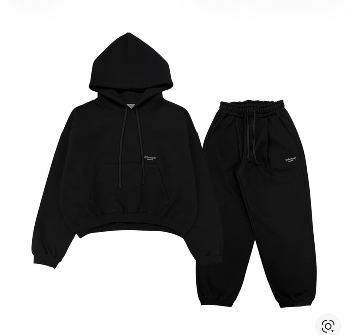 언더마이카 후드 바지 스웻 세트 셋업 블랙 상품이미지1