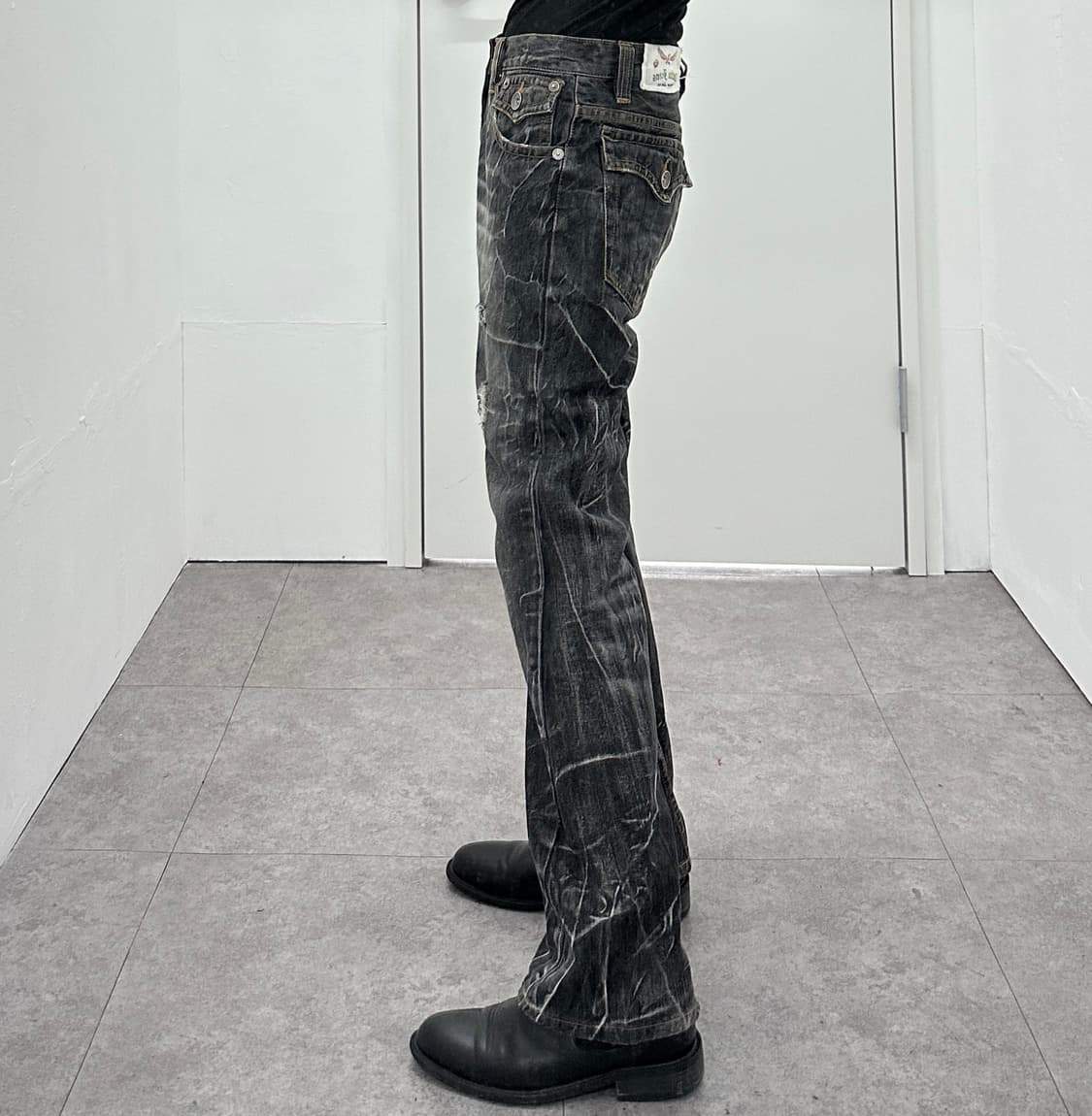 Distressed Acid-Wash Grunge Flare Denim 상품이미지9