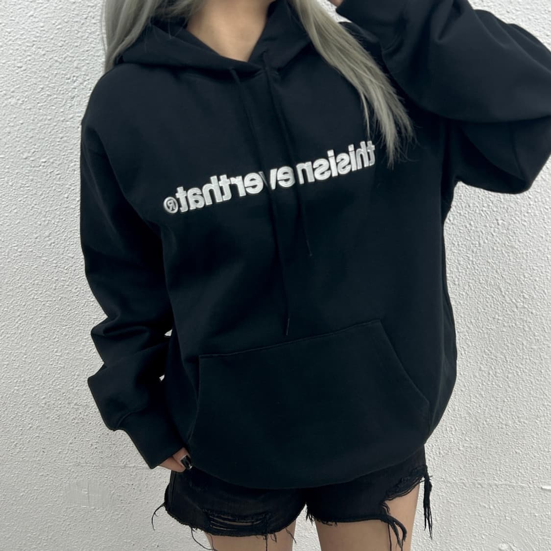 디스이즈네버댓 센터로고 블랙 후드 M 상품이미지1