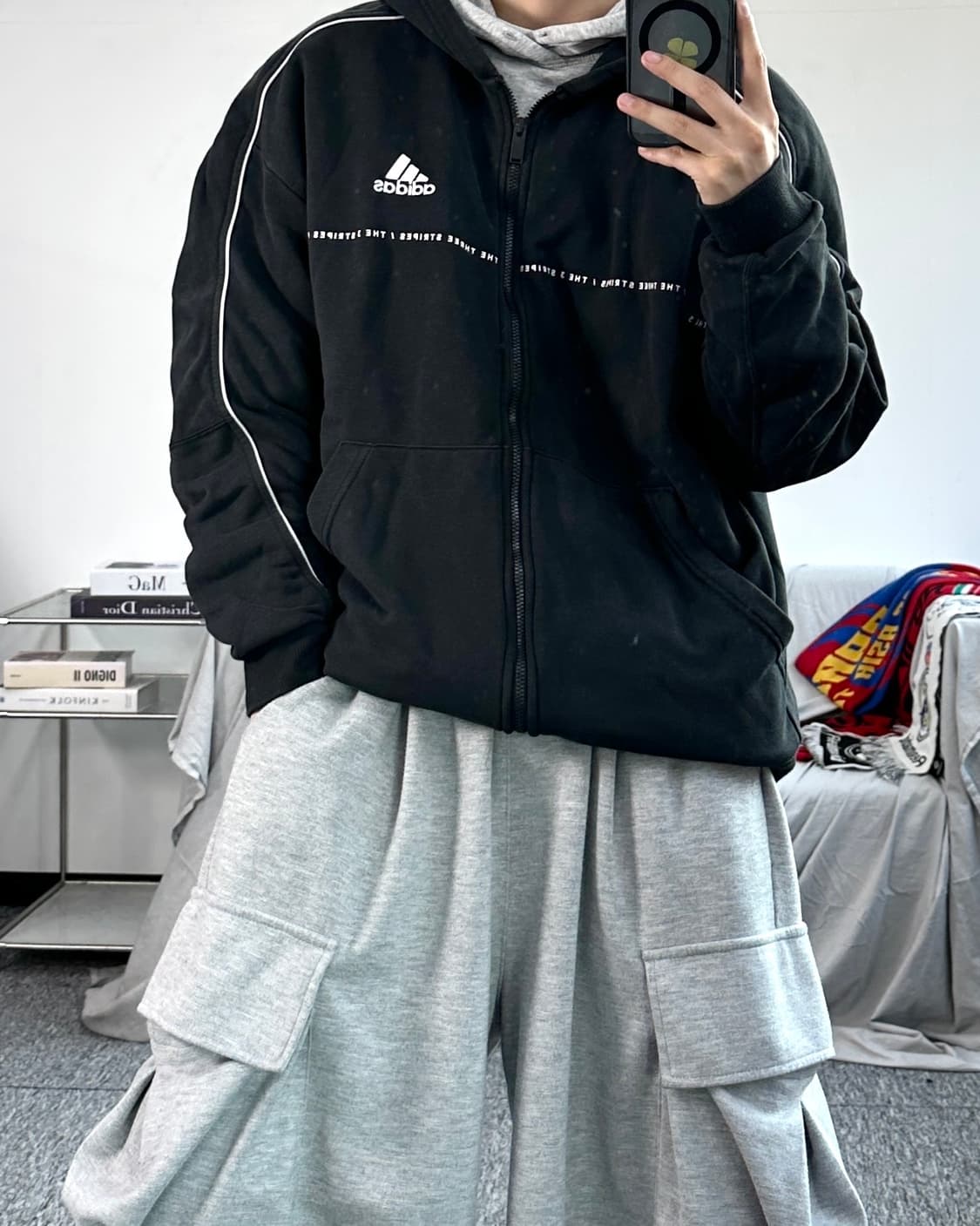 아디다스 신형 블랙 프렌치테리 후드집업 L 상품이미지3