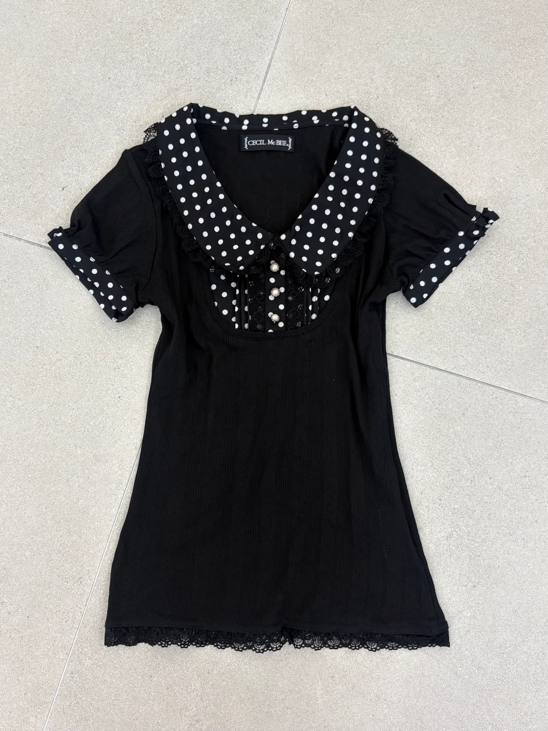 세실맥비 도트 레이스 반팔 블라우스 상품이미지1