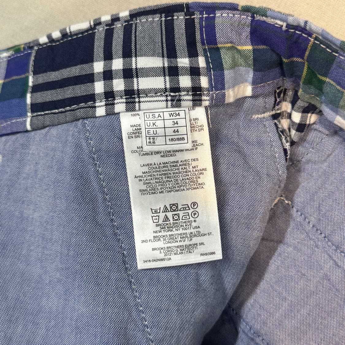 34inch) 브룩스 브라더스 체크 패치워크 면바지 반바지 상품이미지8
