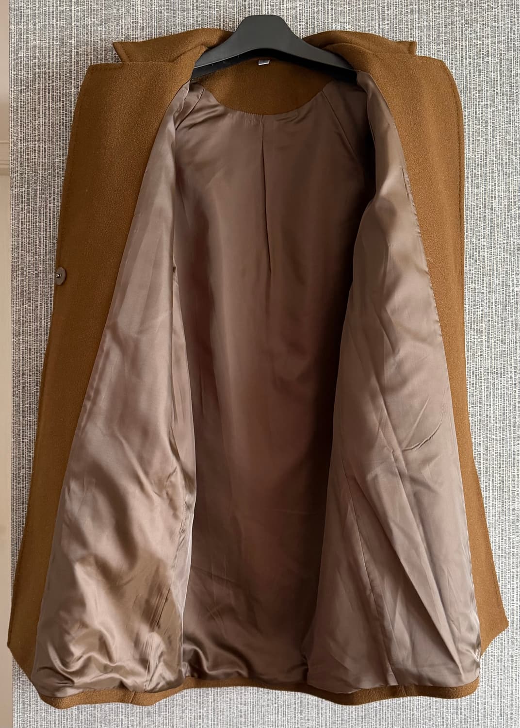 카멜 브라운 모혼방 카라 라글란 8부 소매 루즈핏 롱 코트 프리사이즈 상품이미지4