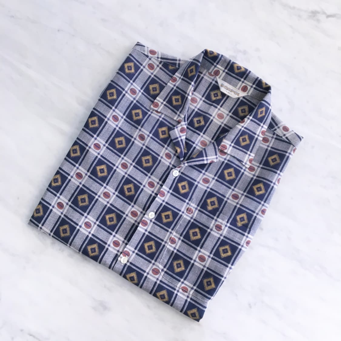 빈티지 기하학 패턴 반팔 셔츠 남성 102 여성  F 상품이미지1