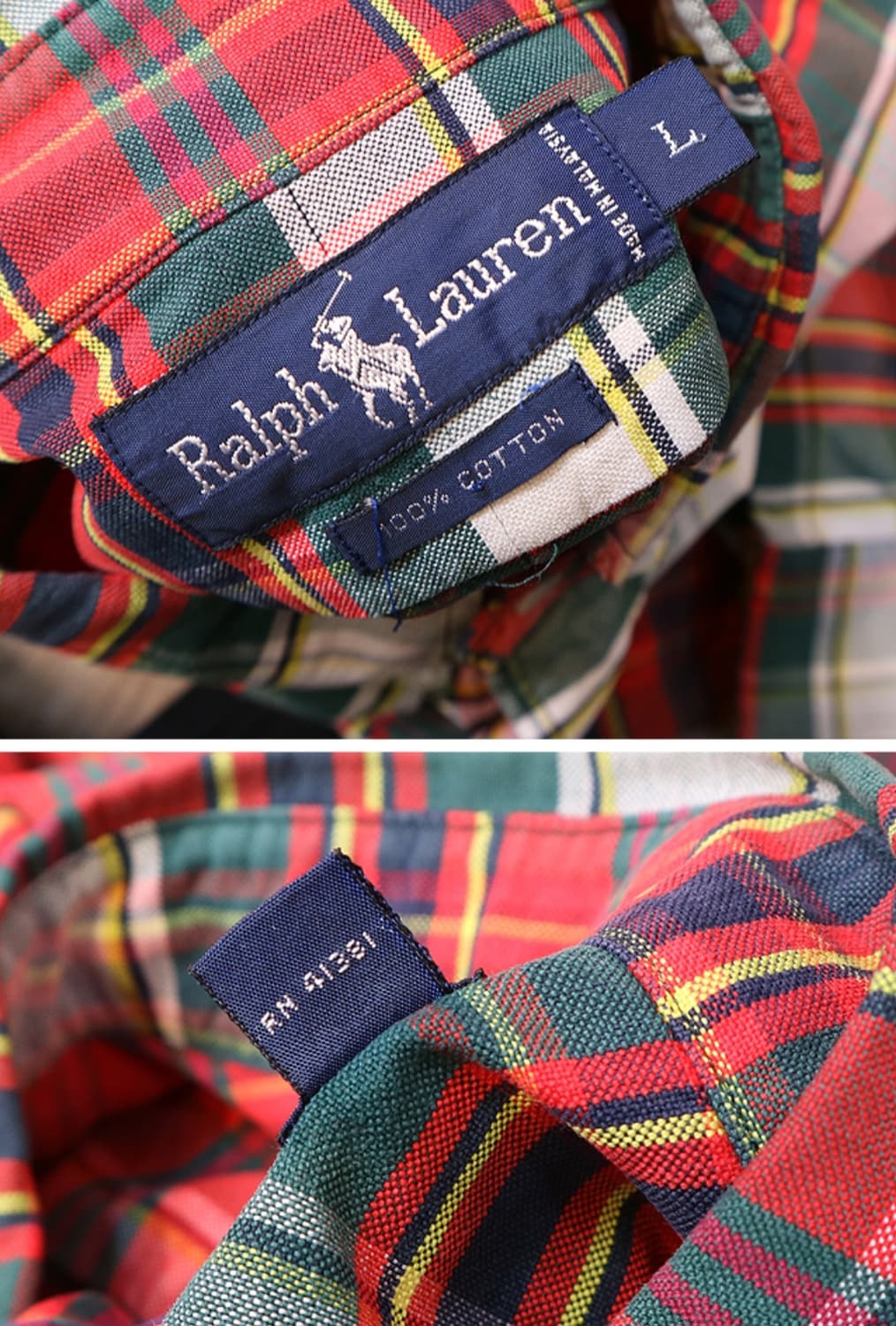 90S polo 폴로 랄프로렌 코튼100% 빈티지 체크남방 상품이미지7