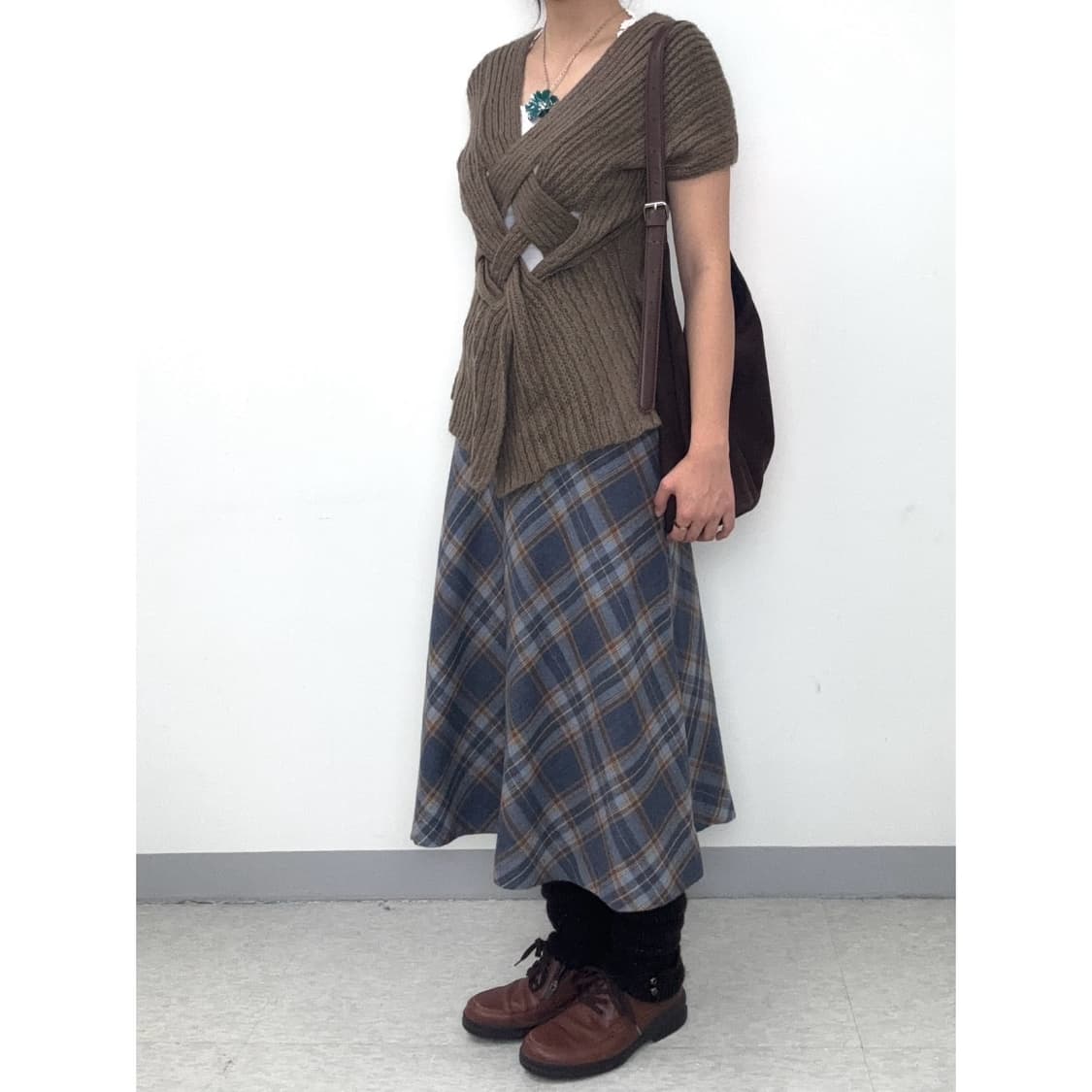 빈티지 블루 체크 스커트 상품이미지2