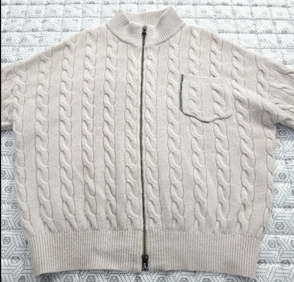 Brunello Cucinelli 캐시미어 꽈배기 집업 니트 95 상품이미지3