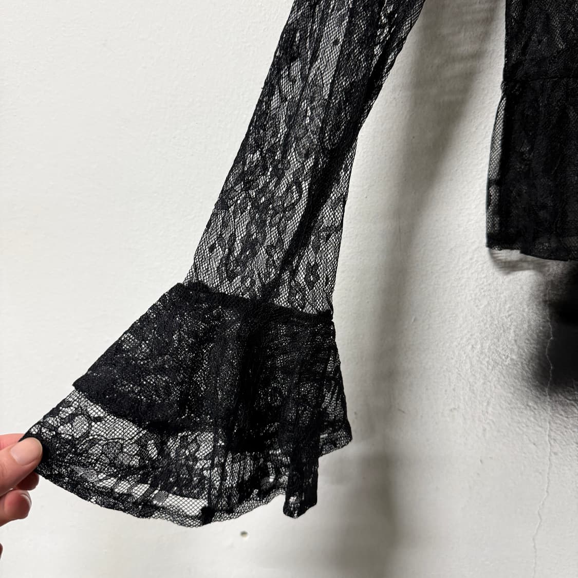 VTG 빈티지 고스로리 아일렛 디테일 레이스 시스루 블라우스 상품이미지4