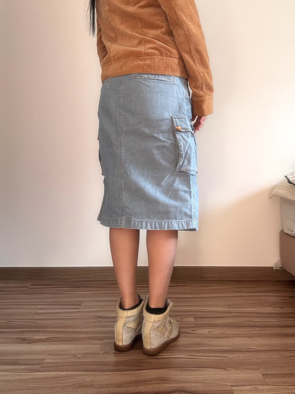 데님 카고 미디 스커트 상품이미지4