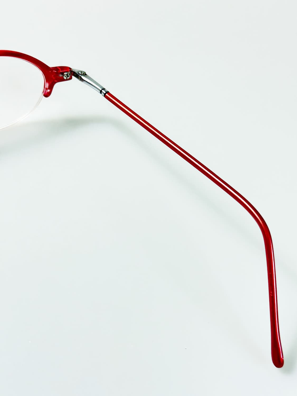 90s POLY FLEX 레드 뿔테 오벌 반무테 빈티지 안경 상품이미지6
