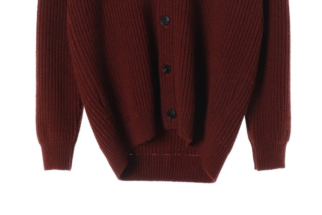 ZARA 숄칼라 골지 니트 가디건 버건디 L 상품이미지5