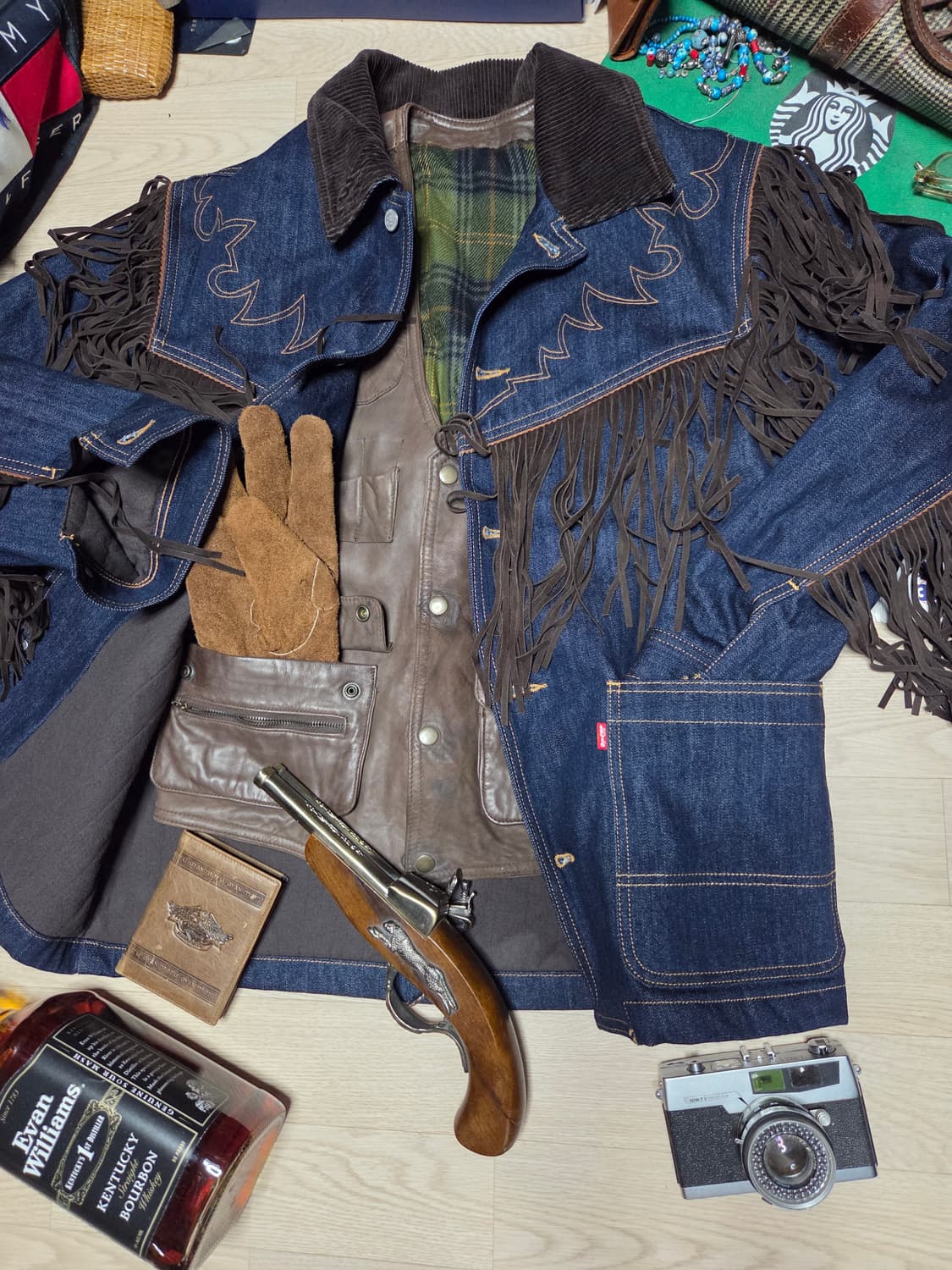 (새상품)겐조 x 리바이스 데님 자켓 카코트 웨스턴 청자켓 프린지 상품이미지6