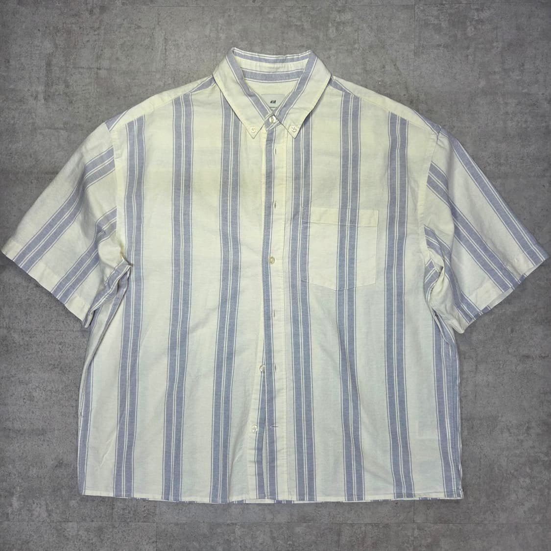 (네고가능)H&M 블루 줄무늬 반팔셔츠 상품이미지1