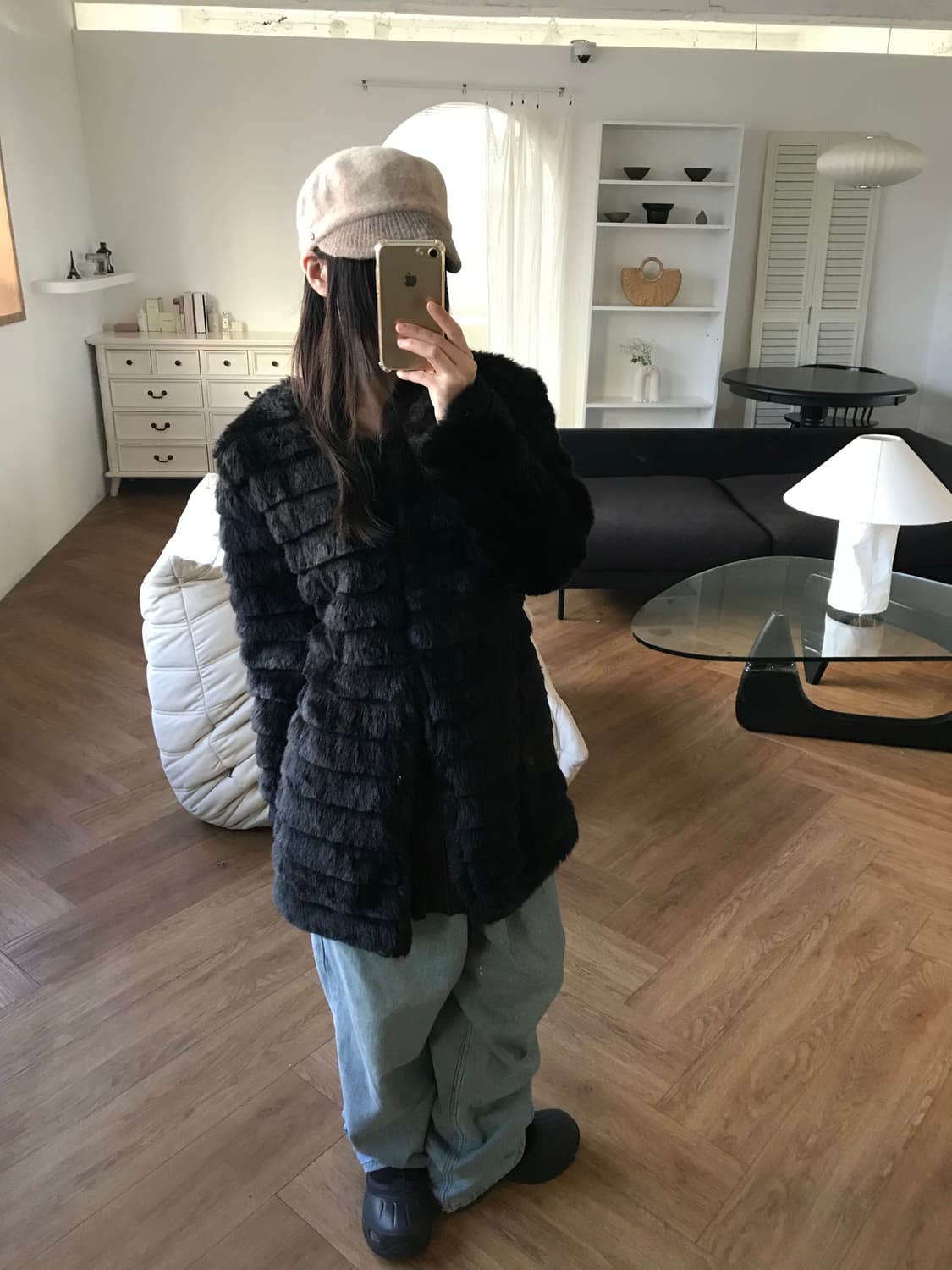 vintage black fur jacket 상품이미지1