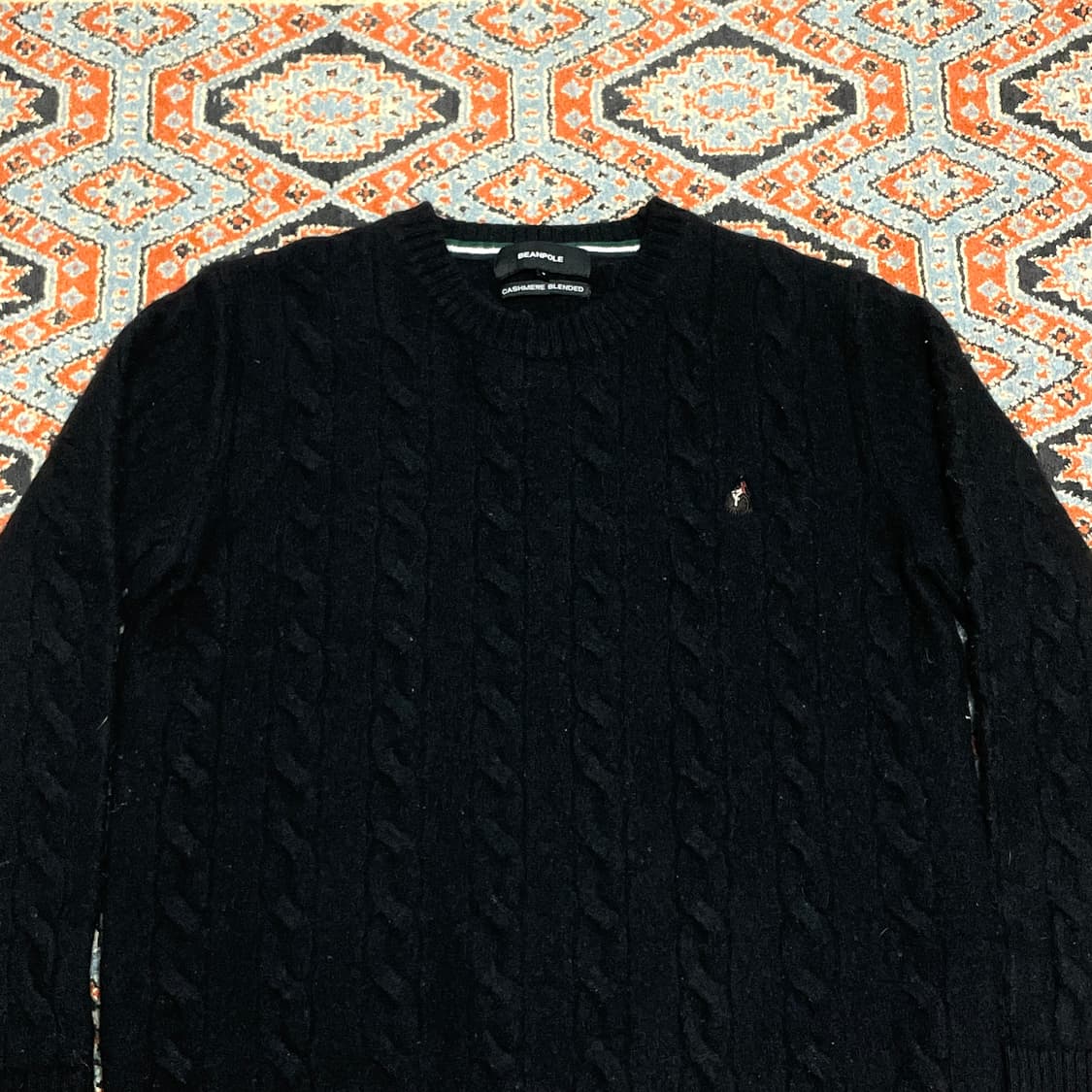 빈폴 캐시미어 혼방 블랙 케이블 꽈배기 니트 여성S  상품이미지2