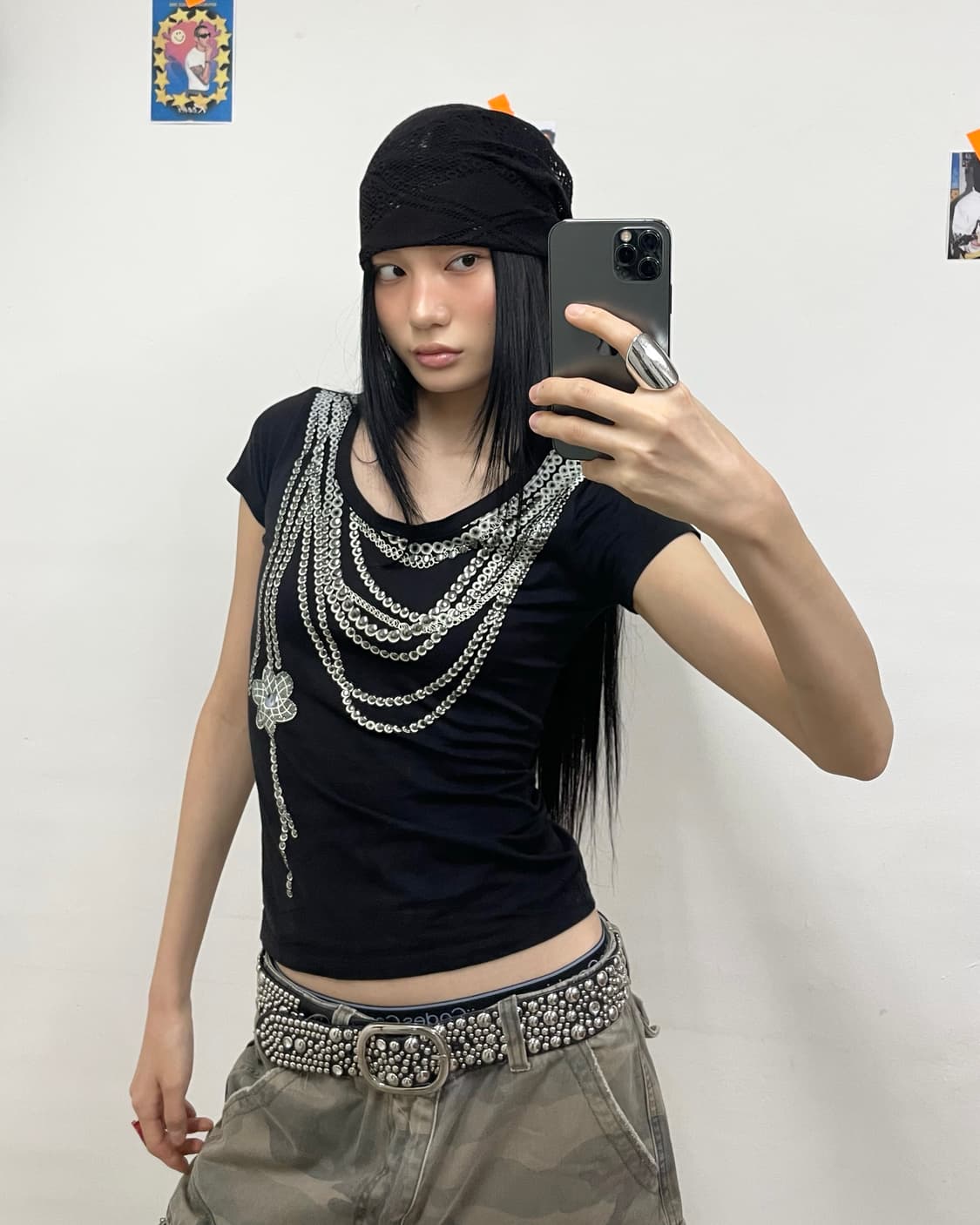 rope stud black t-shirt  상품이미지1