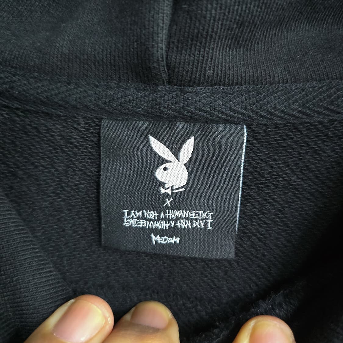 아임낫어휴먼 그래픽 후드티 블랙 L 상품이미지6