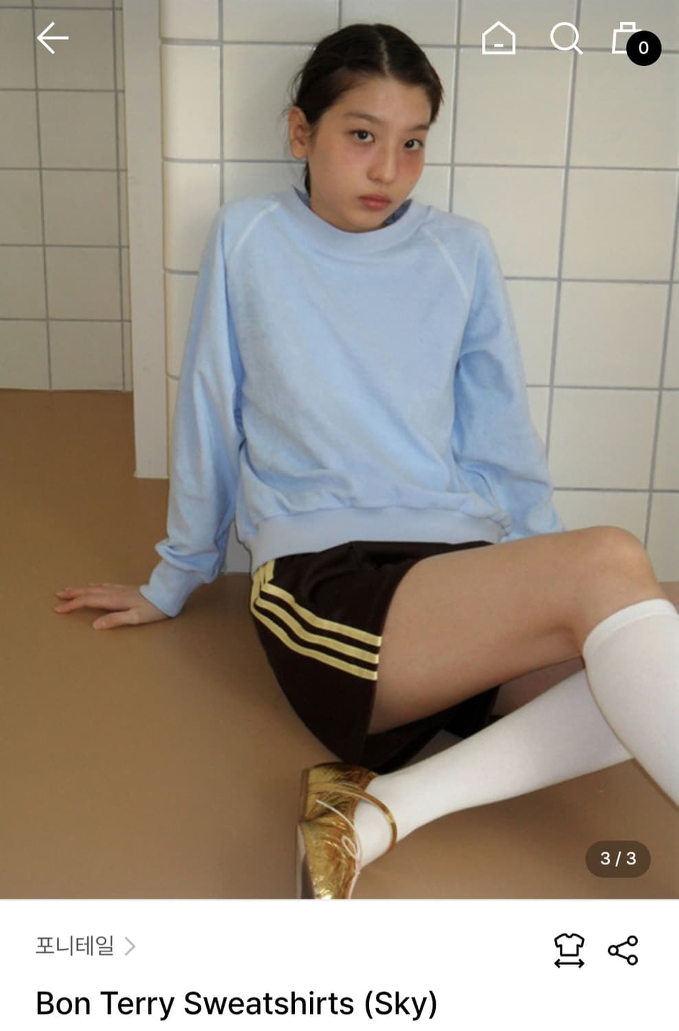 포니테일 Bon Terry Sweatshirts(Sky) 롱슬리브 맨투맨 상품이미지3