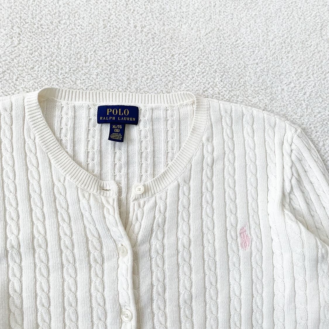 폴로 흰핑 꽈배기 가디건 상품이미지1