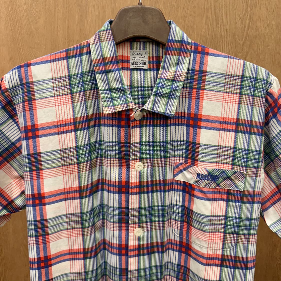 모스키노 칩앤시크 체크 반팔 코튼 셔츠 언더웨어 라인 멀티 컬러 상품이미지4