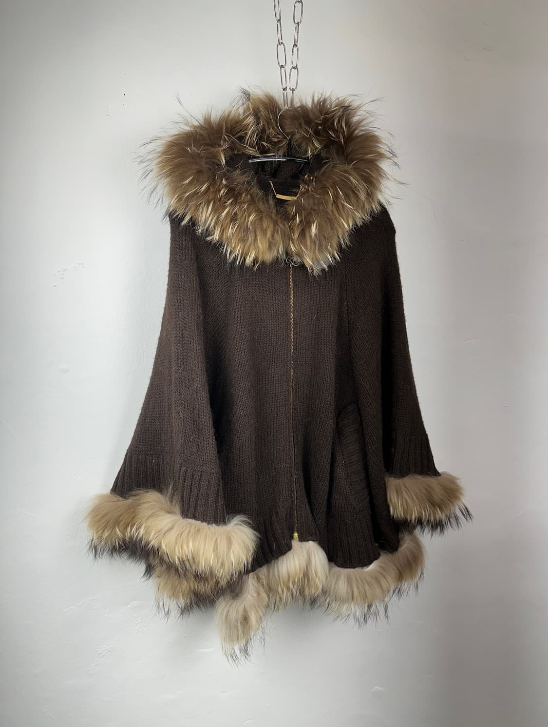 JPN fur trimming drape cape hoodie 상품이미지4
