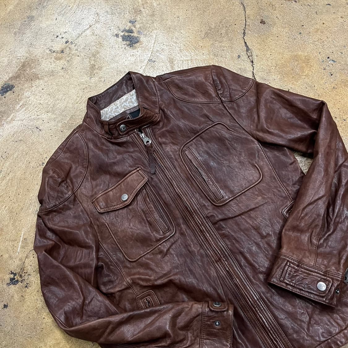 [정품/95] 시리즈 갈색 가죽 자켓 b10 상품이미지1