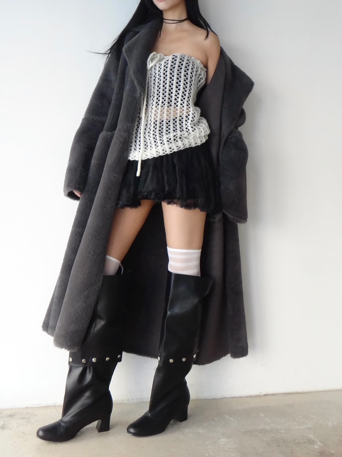 Heavy warm soft fur coat / grey 상품이미지2