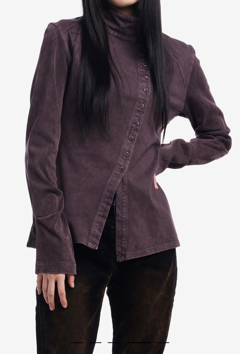 미스치프 워시드 저지 셔츠 퍼플 브라운 상품이미지3