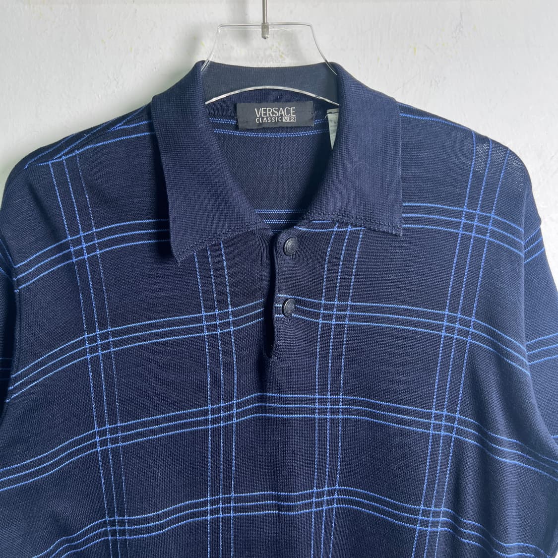 versace 베르사체 빈티지 네이비 스트라이프 니트 반팔 폴로 셔츠  상품이미지4