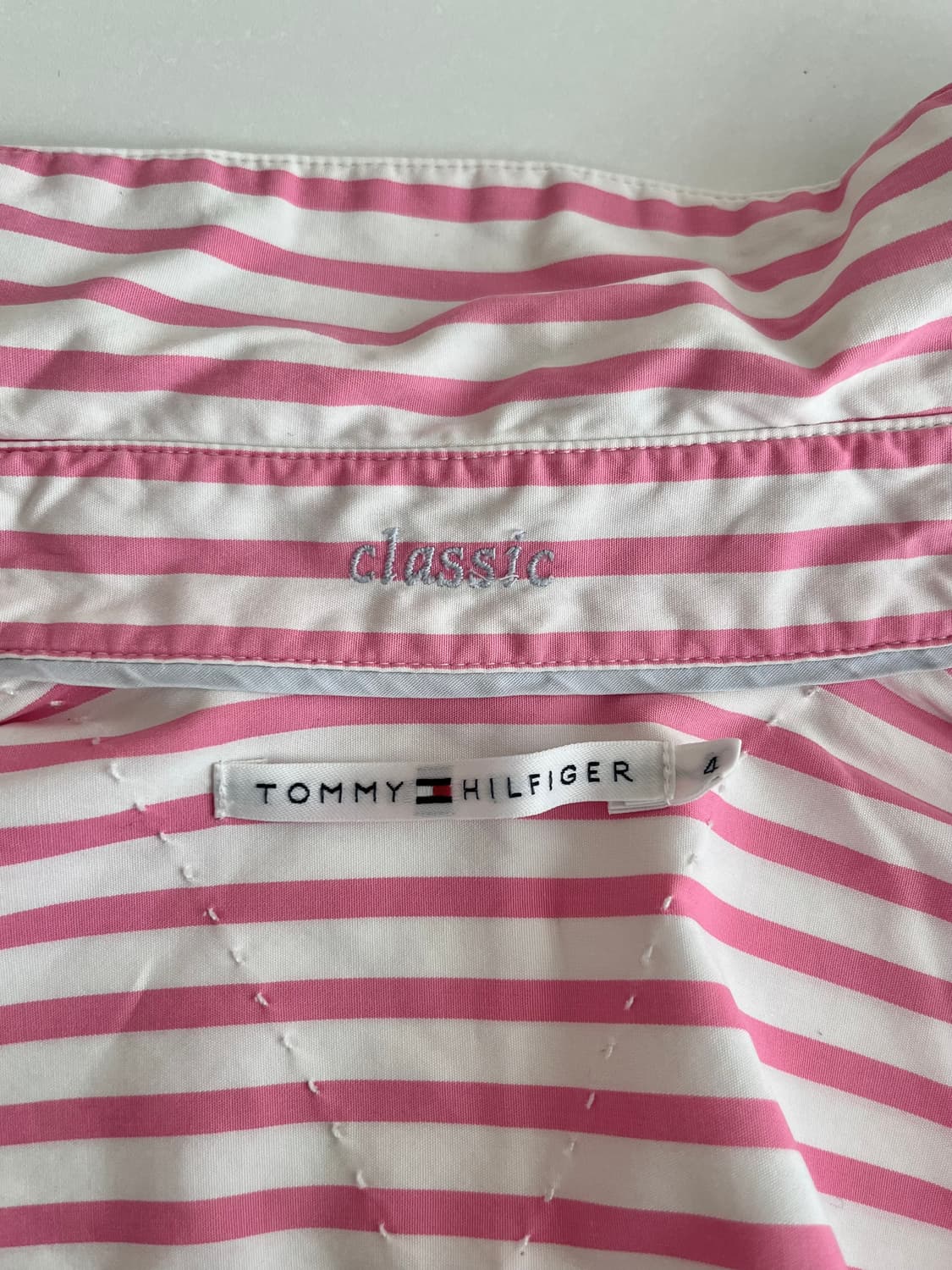 4) 타미힐피거 클래식 여성 스트라이프 셔츠 핑크 상품이미지5