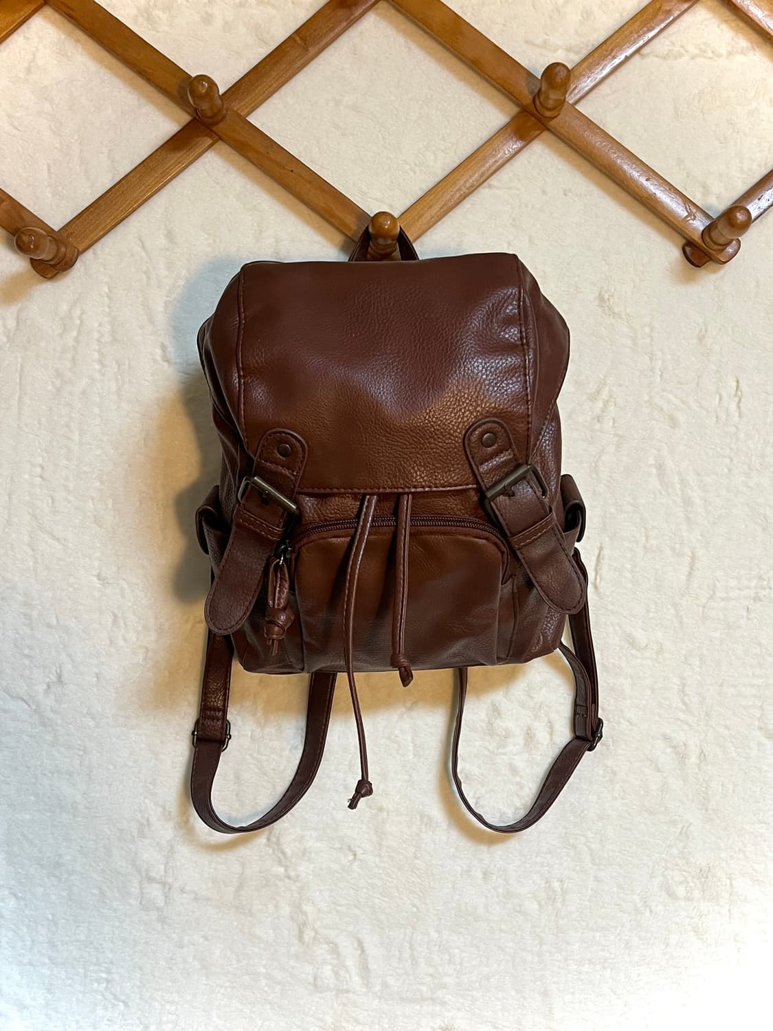 빈티지 가죽 백팩 브라운 모리걸 상품이미지1