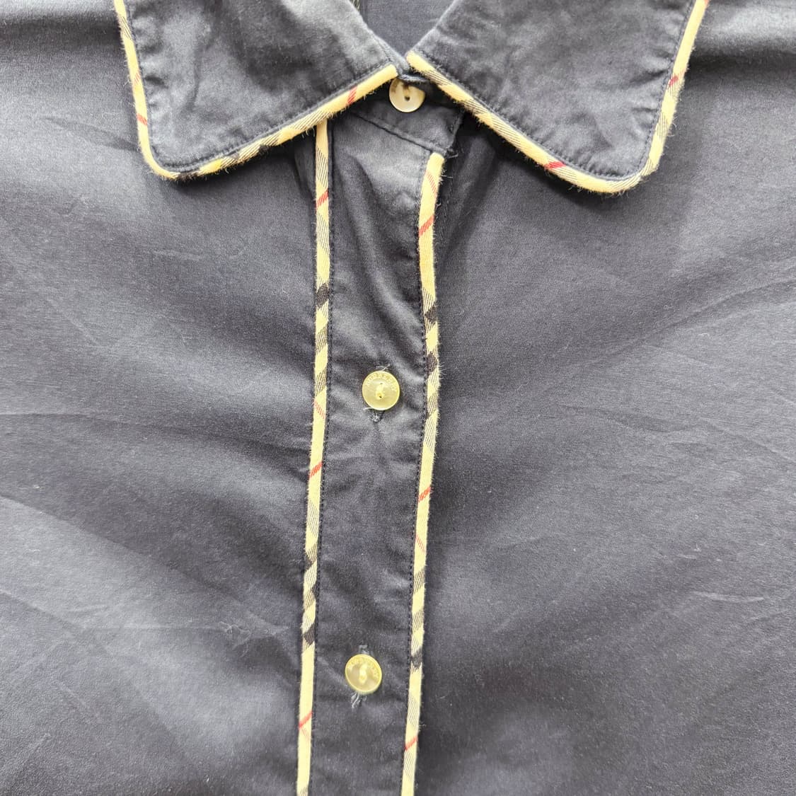 버버리 런던 긴팔 셔츠 배색 파이핑 디테일 슬림핏 네이비 상품이미지6