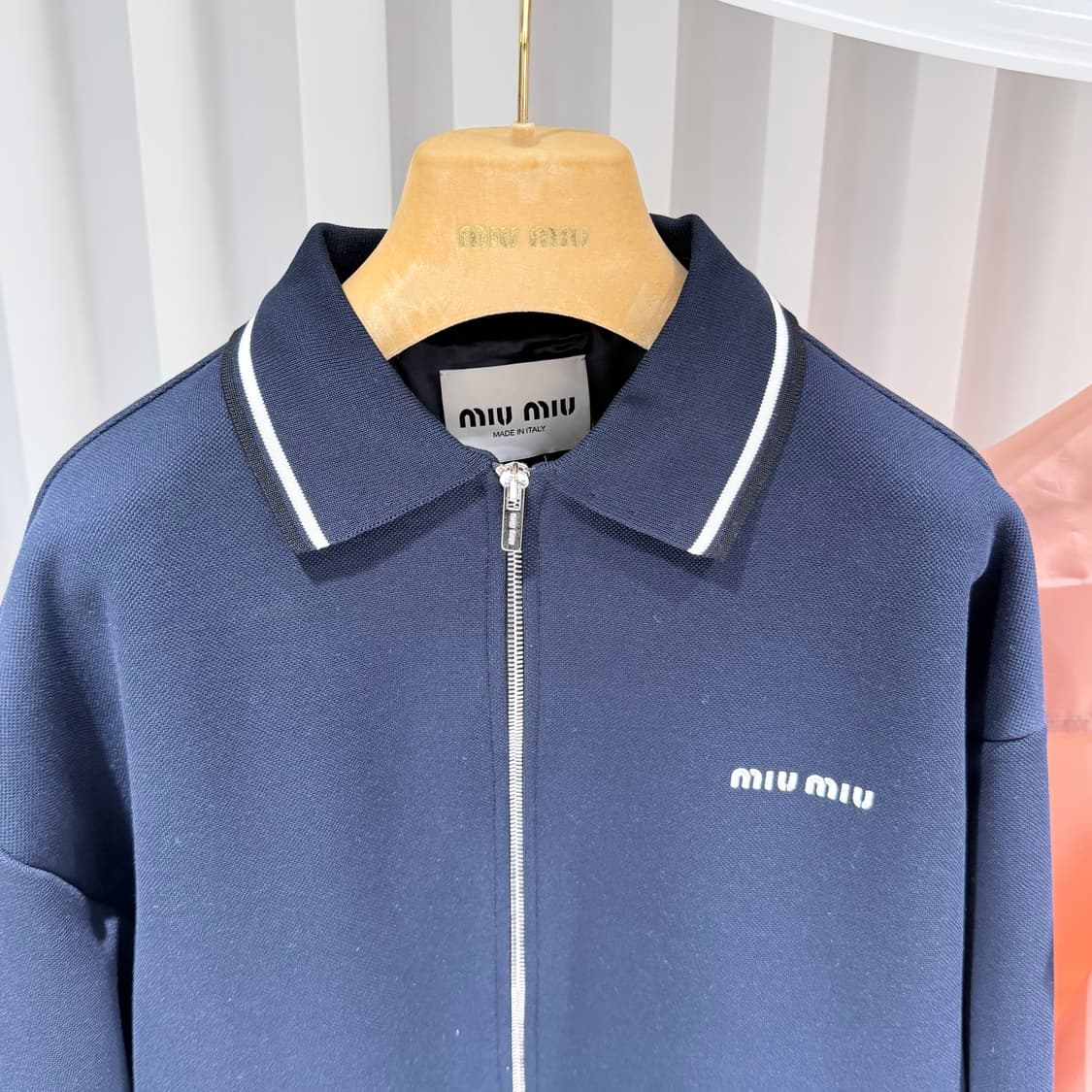 (S+/38) / 미우미우 본디드 피케 테크니컬 저지 블루종 네이비 상품이미지2