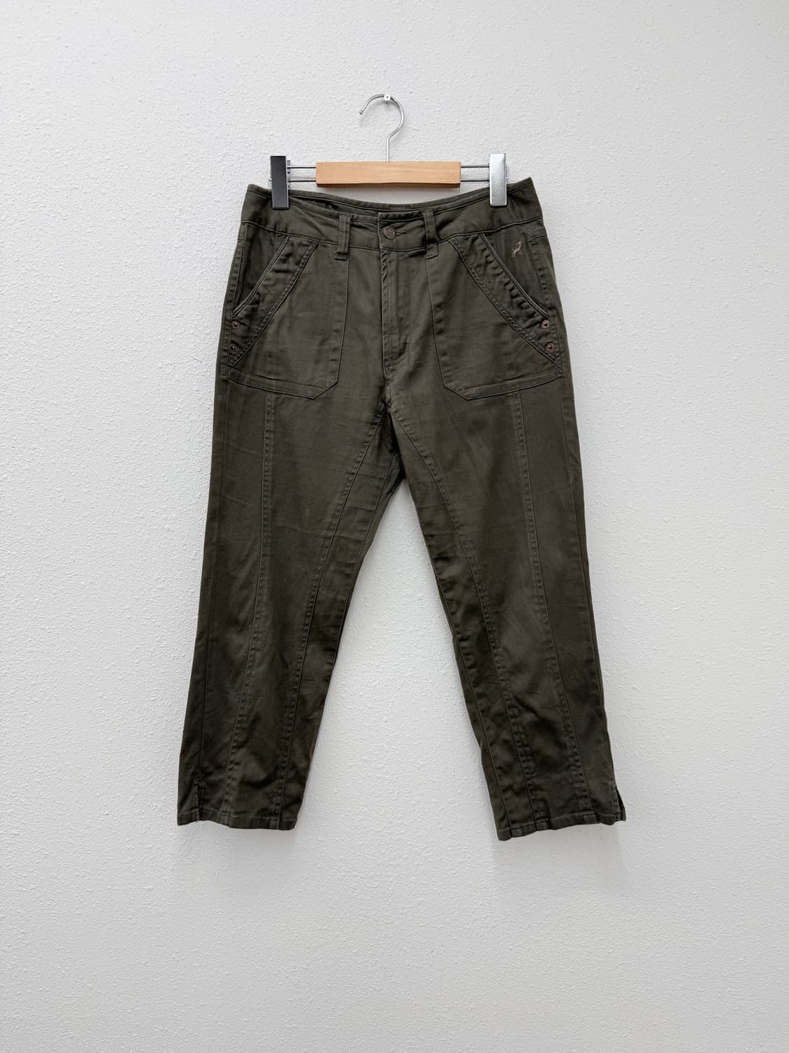 빈티지 MICHIKO LONDON 브라운 라인 롱 카프리 팬츠 상품이미지1