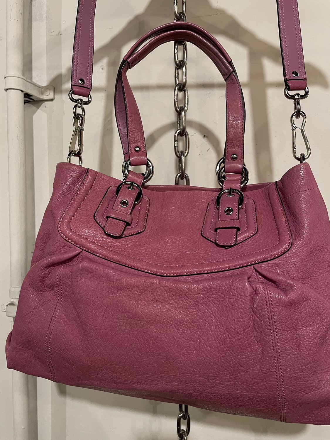 coach 코치 가죽 핑크 숄더 크로스 토트백 갸루 상품이미지5